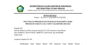 UIN SU Tunda Program Wajib Mahad Mahasiswa Baru