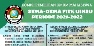 KPU FITK Buka Pendaftaran Balon Sema dan Dema FITK Periode 2021–2022