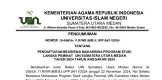 UIN SU Buka Pendaftaran Beasiswa Khusus untuk Prodi Langka