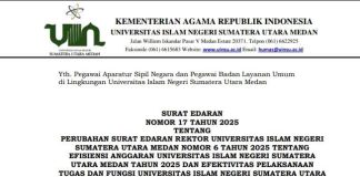 Perkuliahan Luring di Hari Jumat Kembali, UIN SU Terbitkan Surat Edaran